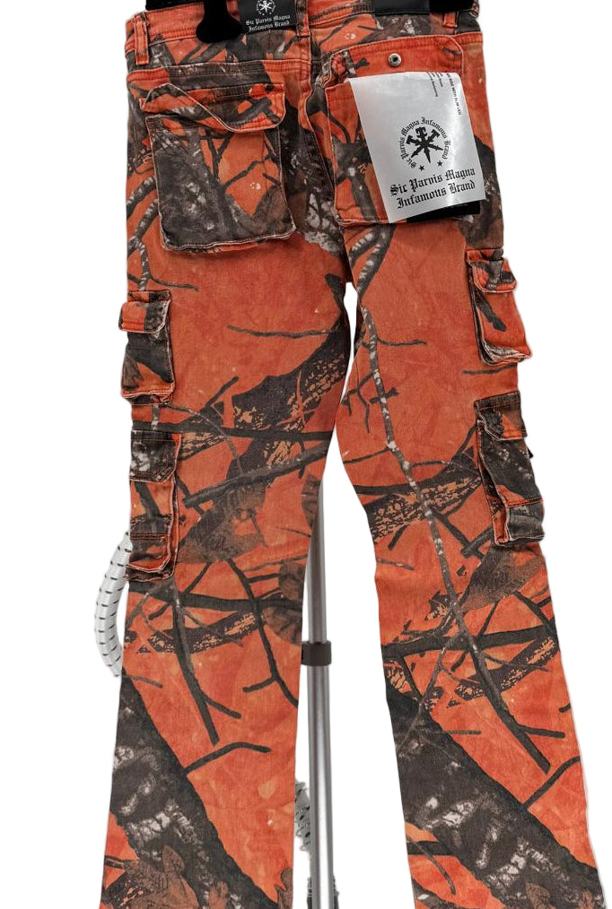 Turn everyday moments into street-style statements with the Infamous Kids Stacked Pants (Orange Camo) — built for bold young icons who love to stand out