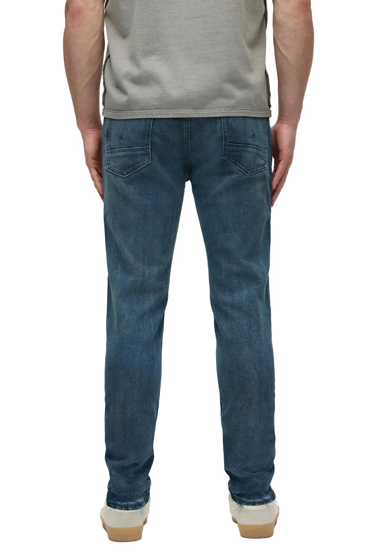 Hudson Zack Skinny Jeans in Western wash with tonal stitching, subtle black spray detailing, and a modern slim-fit silhouette.