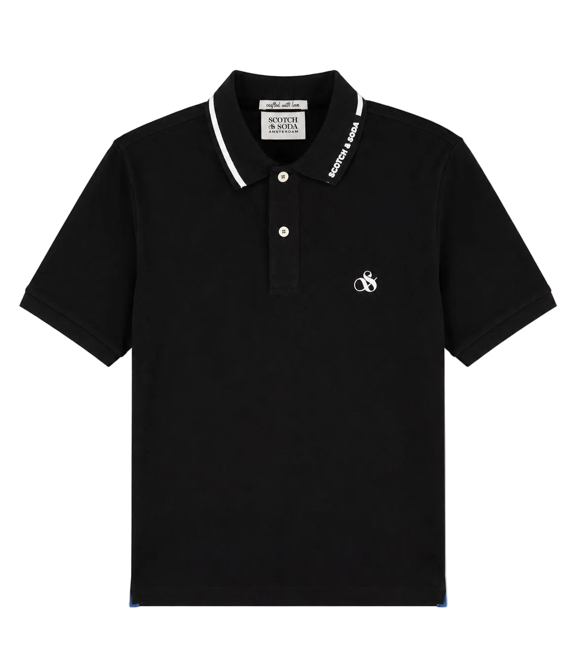 Men’s black polo t-shirt with contrast tipping by Scotch & Soda