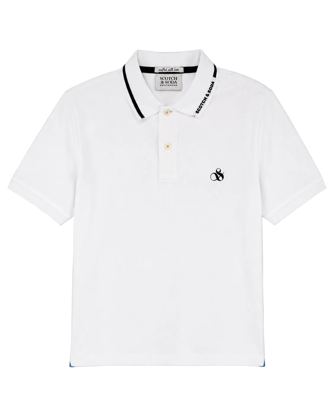 Scotch & Soda white tipped polo shirt for men with contrast collar detail