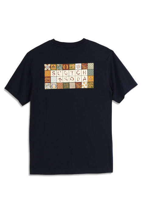 Scotch & Soda Relaxed Fit Short-Sleeve Graphic Tee in Night with soft fabric and relaxed fit.