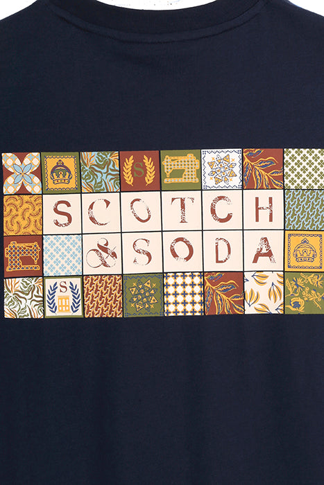 Scotch & Soda Relaxed Fit Short-Sleeve Graphic Tee in Night with soft fabric and relaxed fit.