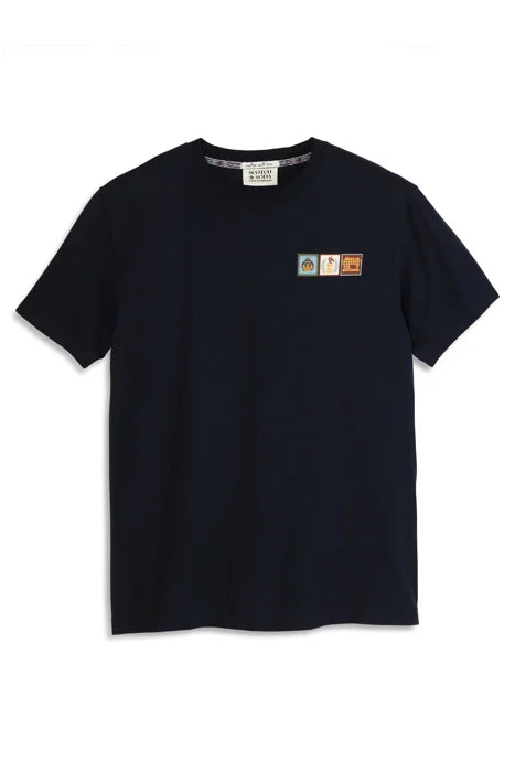 Scotch & Soda Relaxed Fit Short-Sleeve Graphic Tee in Night with soft fabric and relaxed fit.