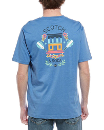 SCOTCH & SODA short sleeve graphic tee in Riviera with front graphic detail.