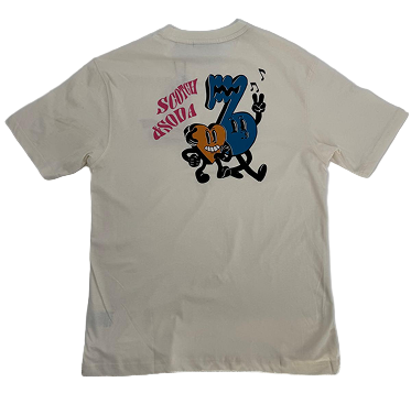 SCOTCH & SODA relaxed fit short sleeve graphic tee in Eggnog with front graphic detail.