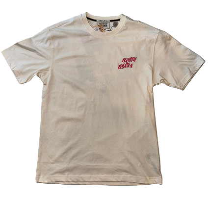 SCOTCH & SODA relaxed fit short sleeve graphic tee in Eggnog with front graphic detail.