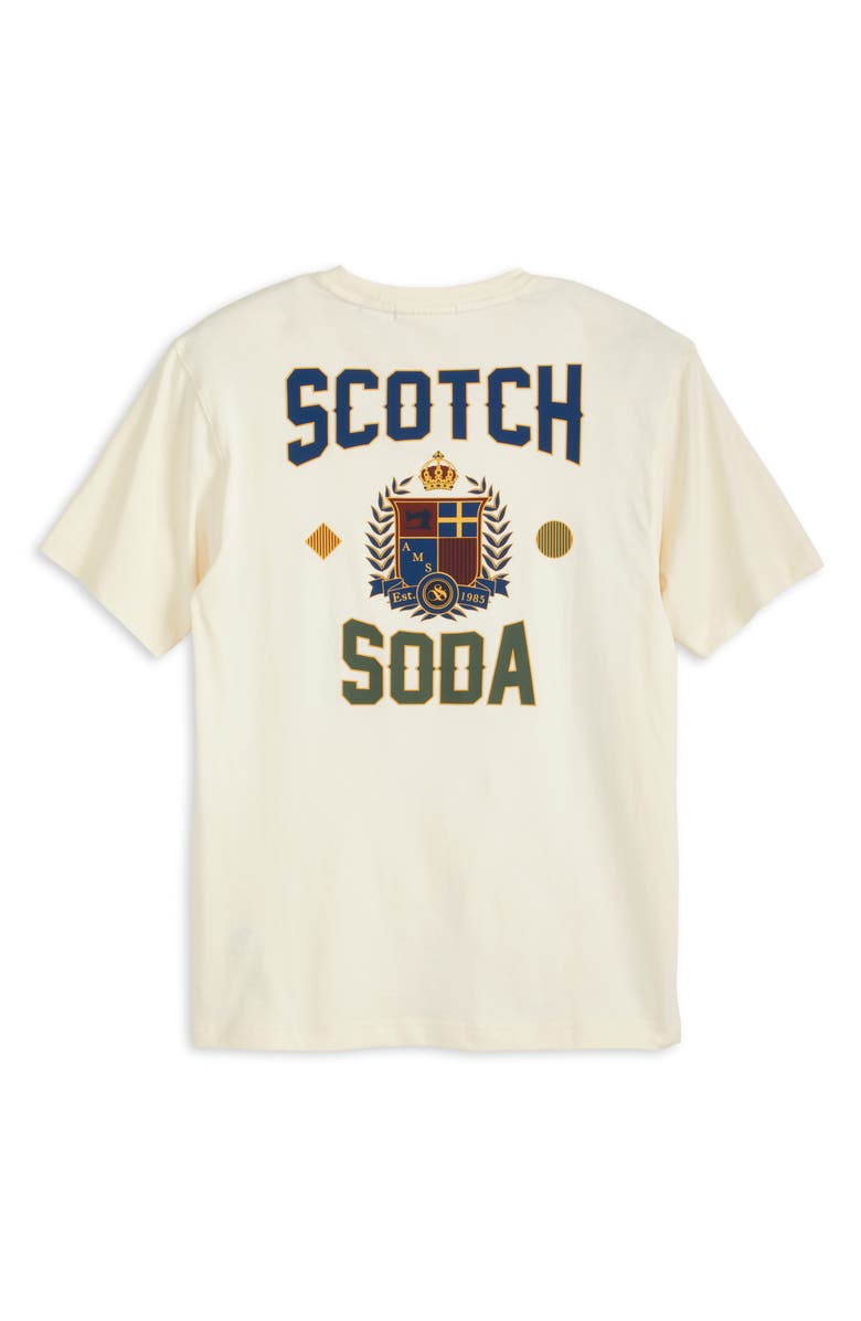SCOTCH & SODA relaxed fit short sleeve graphic tee in Eggnog with front graphic detail.