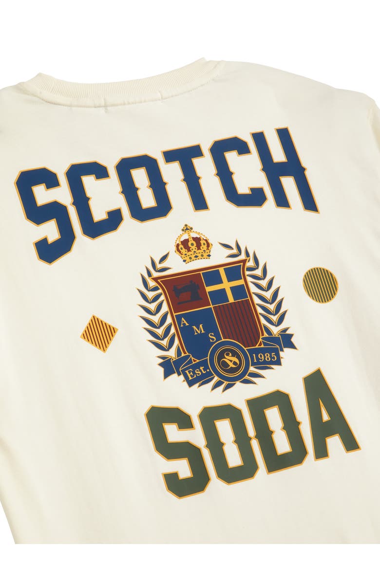SCOTCH & SODA relaxed fit short sleeve graphic tee in Eggnog with front graphic detail.