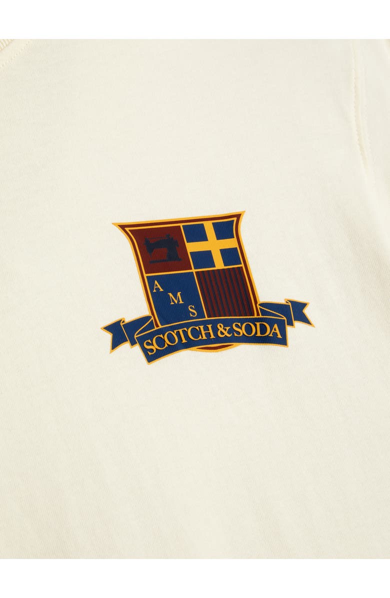 SCOTCH & SODA relaxed fit short sleeve graphic tee in Eggnog with front graphic detail.