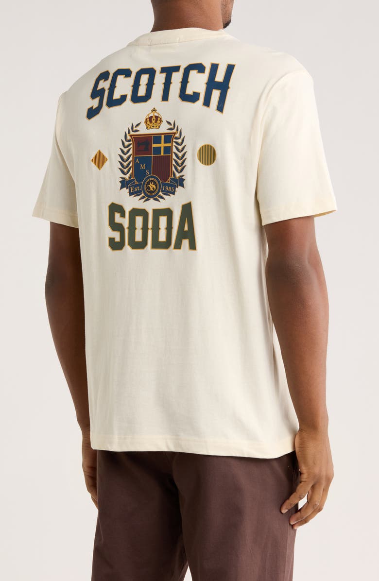 SCOTCH & SODA relaxed fit short sleeve graphic tee in Eggnog with front graphic detail.