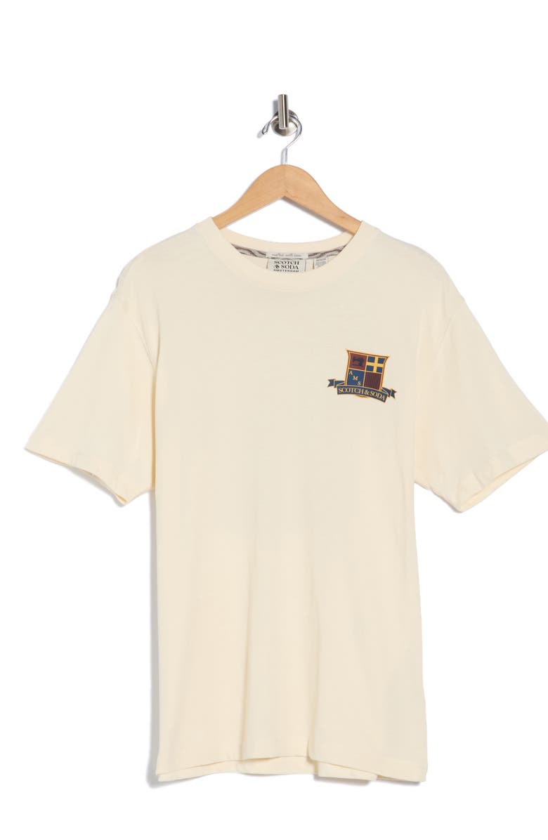 SCOTCH & SODA relaxed fit short sleeve graphic tee in Eggnog with front graphic detail.