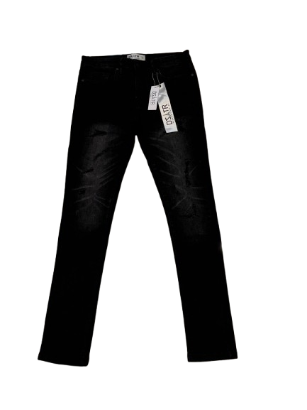 DZTR Stretch Jeans in black with slim fit and flexible stretch denim construction.