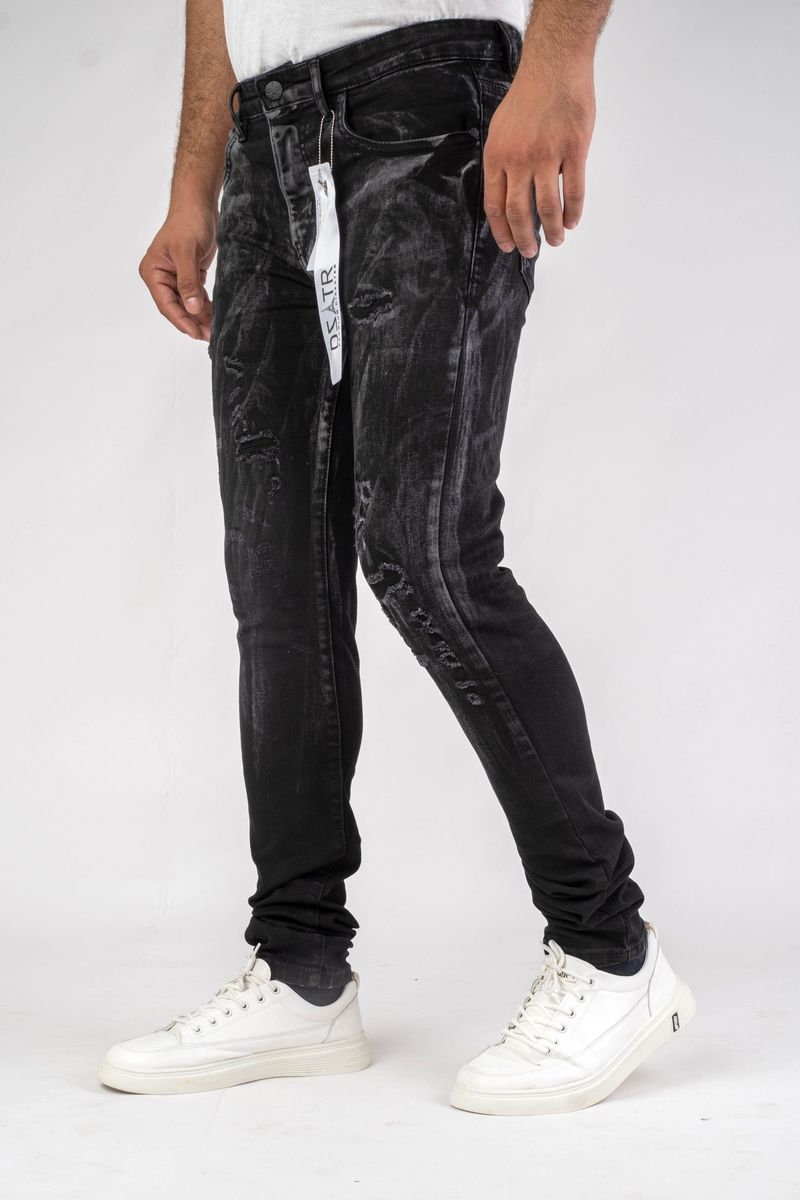 Back view of Men's Super Stretch Slim Fit Jeans showing slim, modern design and stretch denim