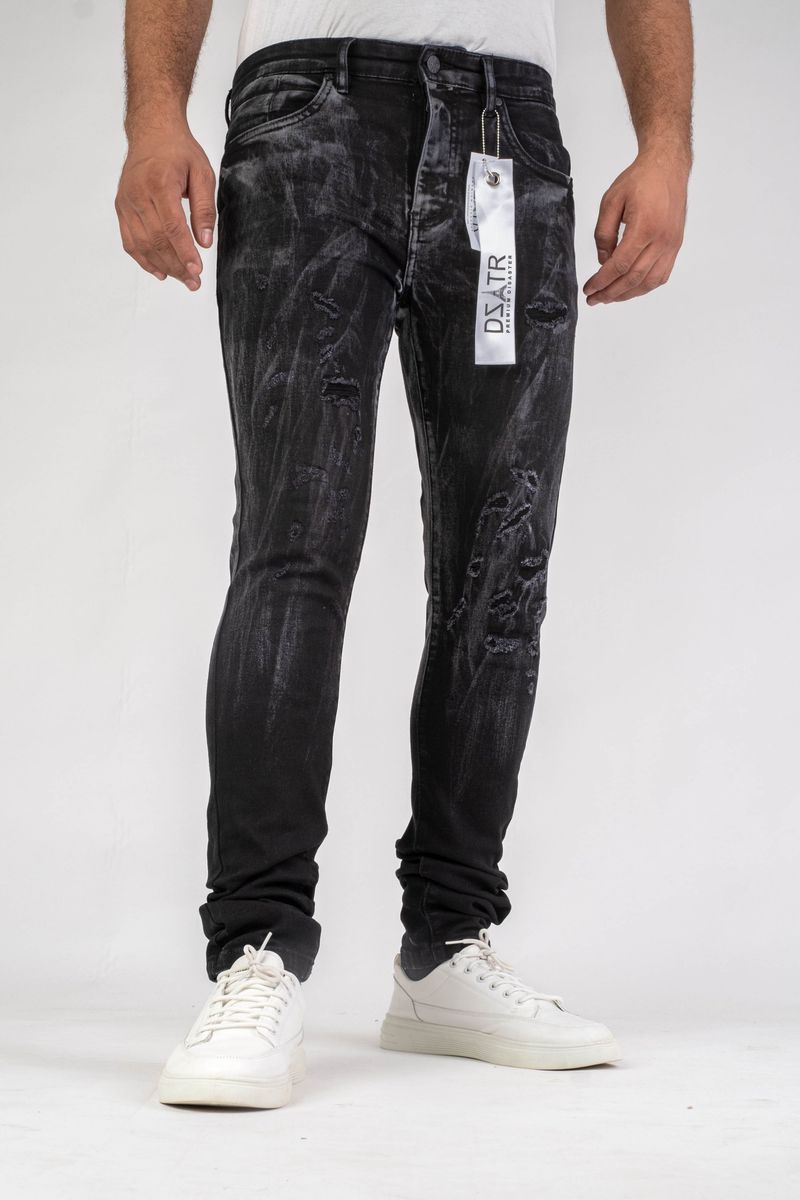 Back view of Men's Super Stretch Slim Fit Jeans showing slim, modern design and stretch denim