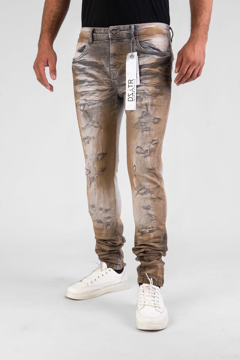 Men’s grey spray ultra stretch skinny jeans with sleek modern fit.