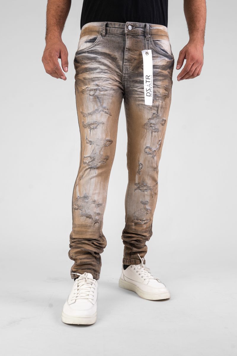 Men’s grey spray ultra stretch skinny jeans with sleek modern fit.