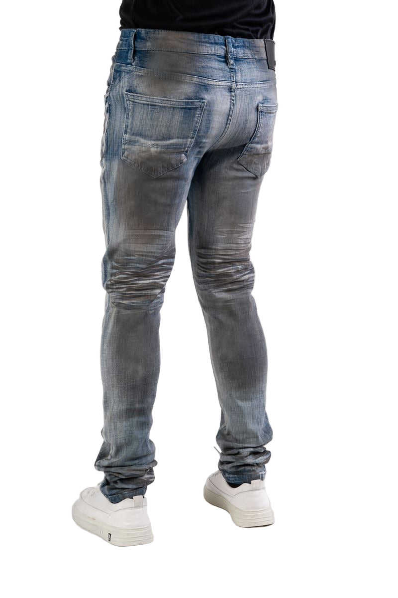 Men’s Blue Diesel ultra stretch skinny jeans with modern slim fit.