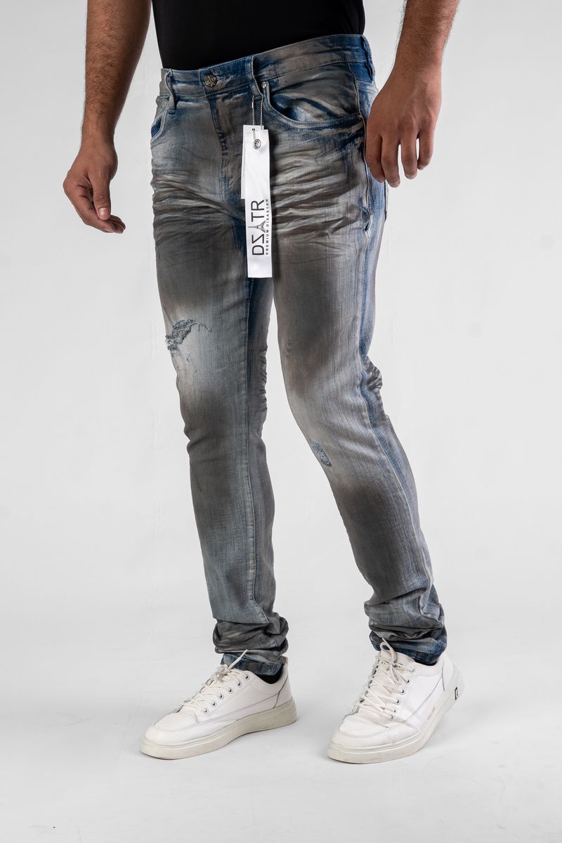 Men’s Blue Diesel ultra stretch skinny jeans with modern slim fit.