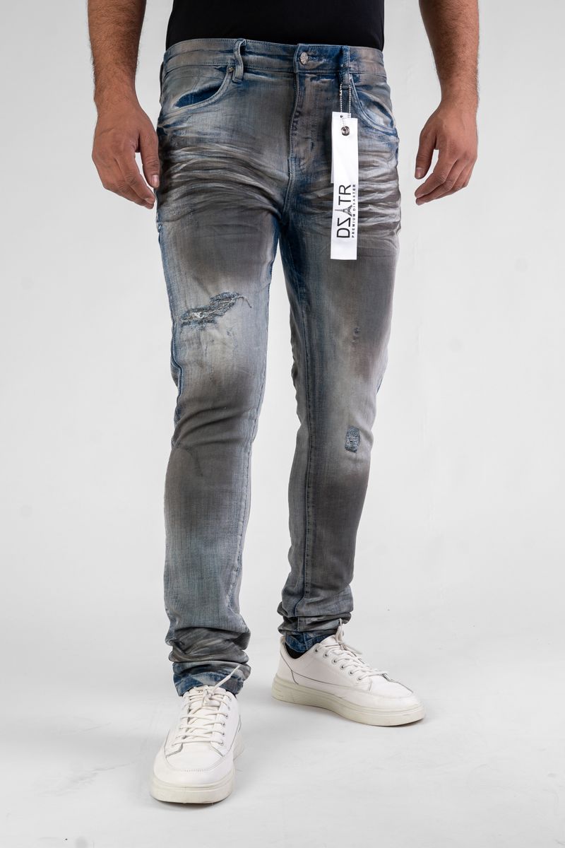 Men’s Blue Diesel ultra stretch skinny jeans with modern slim fit.