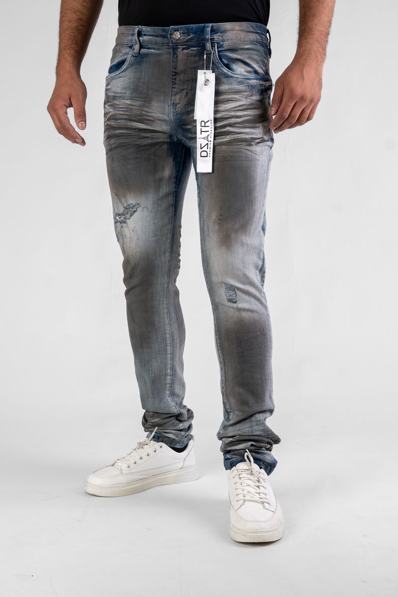 Men’s Blue Diesel ultra stretch skinny jeans with modern slim fit.