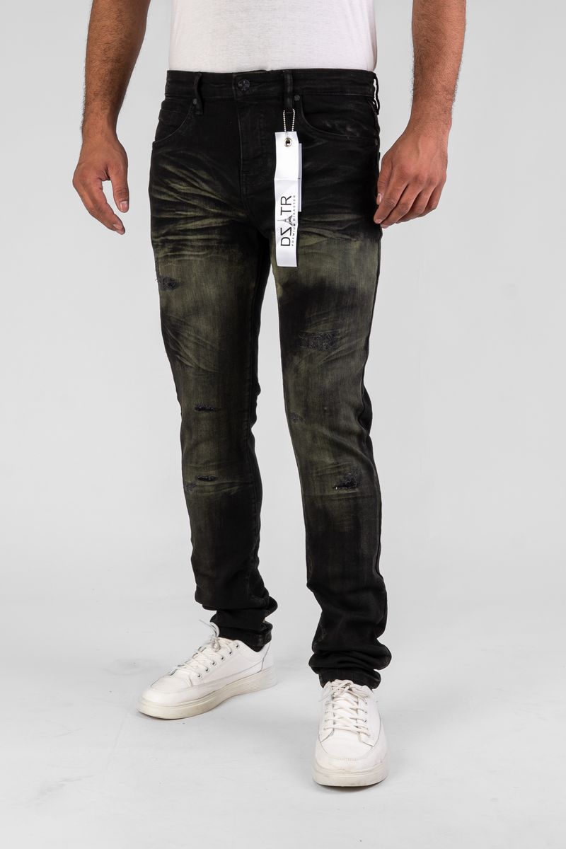 Men’s black ultra stretch skinny jeans with sleek modern fit.