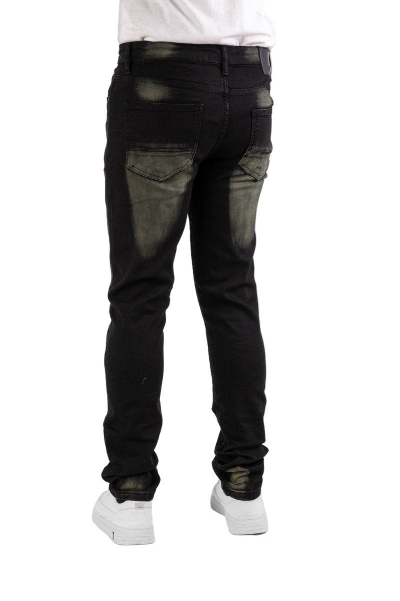 Men’s black ultra stretch skinny jeans with sleek modern fit.