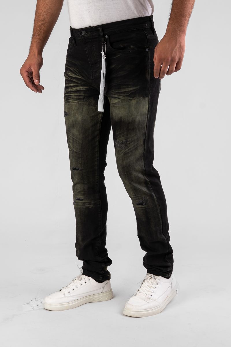Men’s black ultra stretch skinny jeans with sleek modern fit.