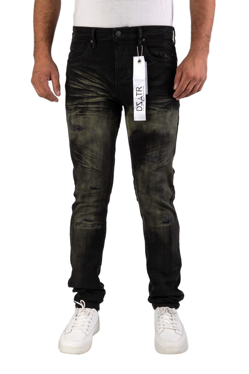 Men’s black ultra stretch skinny jeans with sleek modern fit.