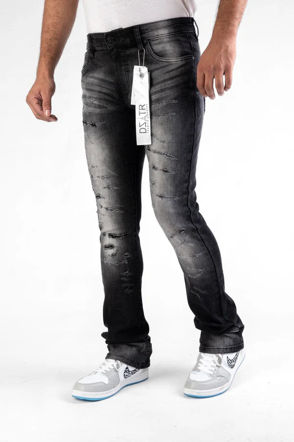 Disaster Super Stretch Denim in washed black stacked fit with flexible super stretch fabric