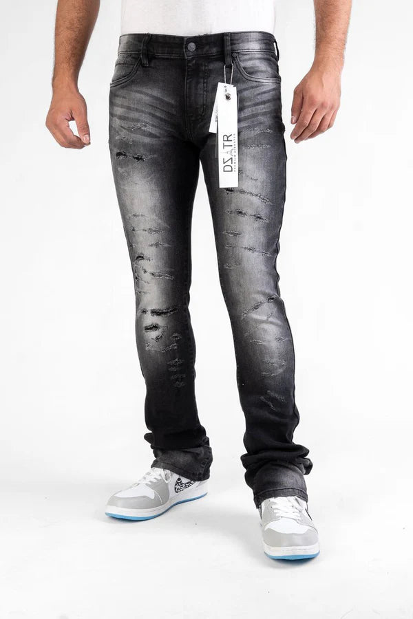 Disaster Super Stretch Denim in washed black stacked fit with flexible super stretch fabric
