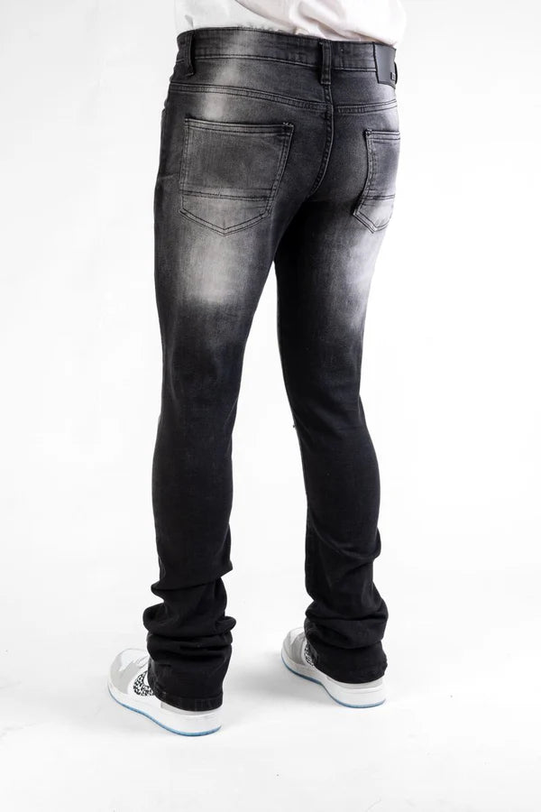 Disaster Super Stretch Denim in washed black stacked fit with flexible super stretch fabric