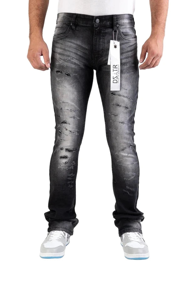 Disaster Super Stretch Denim in washed black stacked fit with flexible super stretch fabric