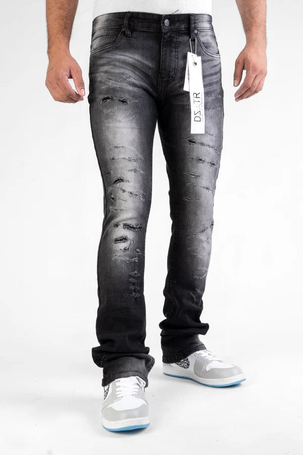 Disaster Super Stretch Denim in washed black stacked fit with flexible super stretch fabric