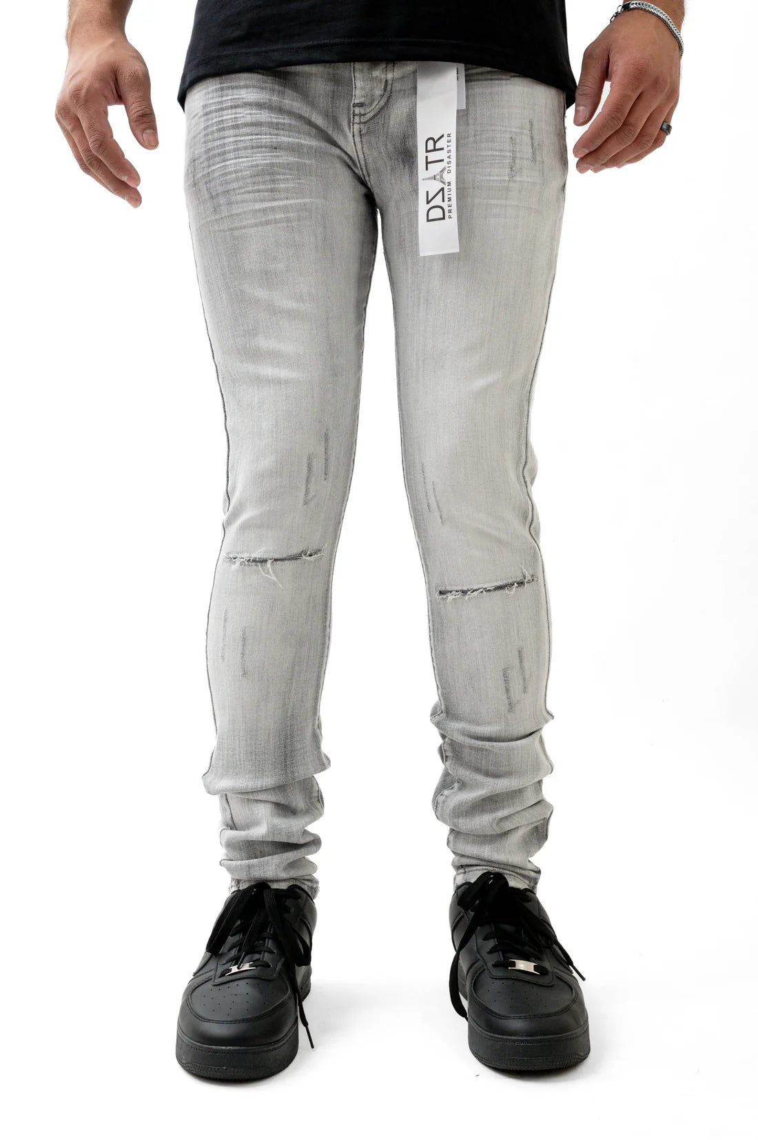 Simple never looked this good, elevate your look with The Premium Disaster's Grey Denim.

