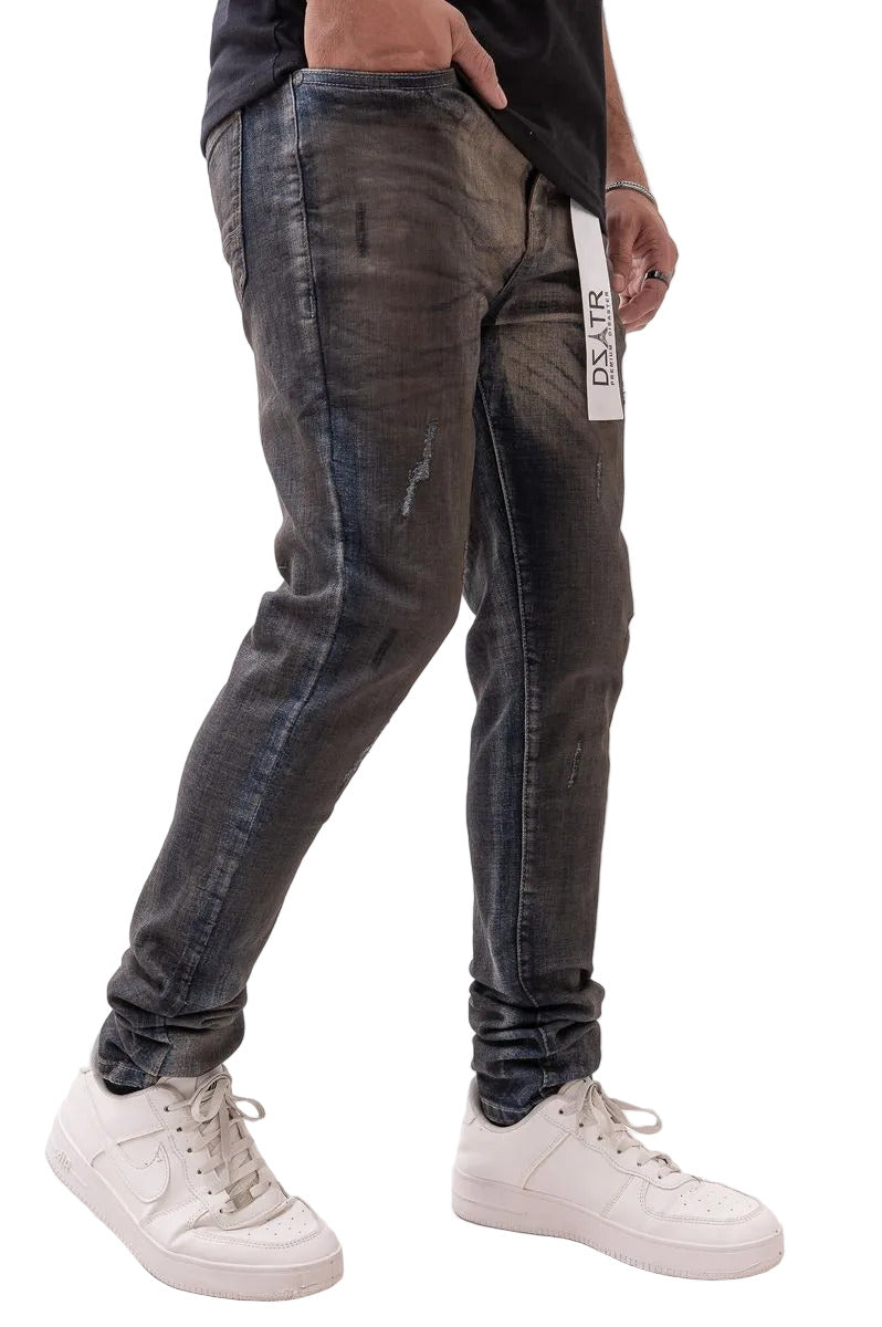 DZTR Ultra Skinny Stretch Denim in Oil Field with a sleek ultra skinny fit and flexible stretch fabric