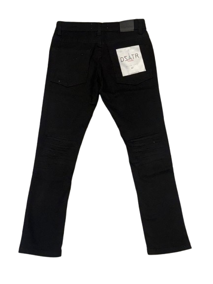DZTR Kids Stretch Jeans in Black 3D with slim fit and textured stretch denim design.