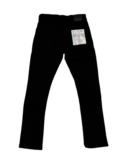 DZTR Kids Stretch Jeans in Black Rips with slim fit, stretch denim, and distressed detailing.