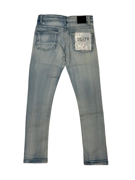 DZTR Kids Stretch Jeans in Ice Blue with slim fit and flexible stretch denim material.