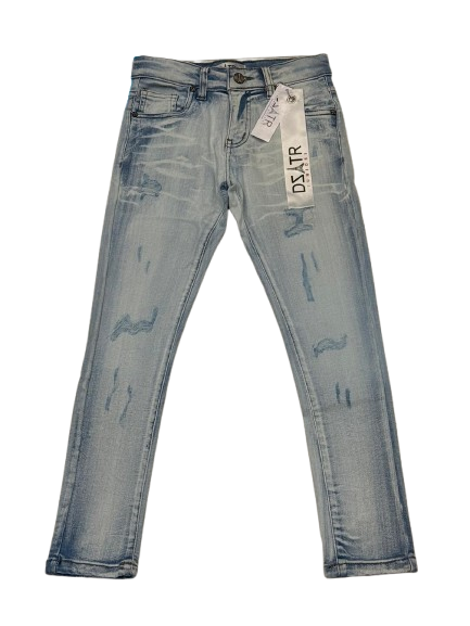 DZTR Kids Stretch Jeans in Ice Blue with slim fit and flexible stretch denim material.