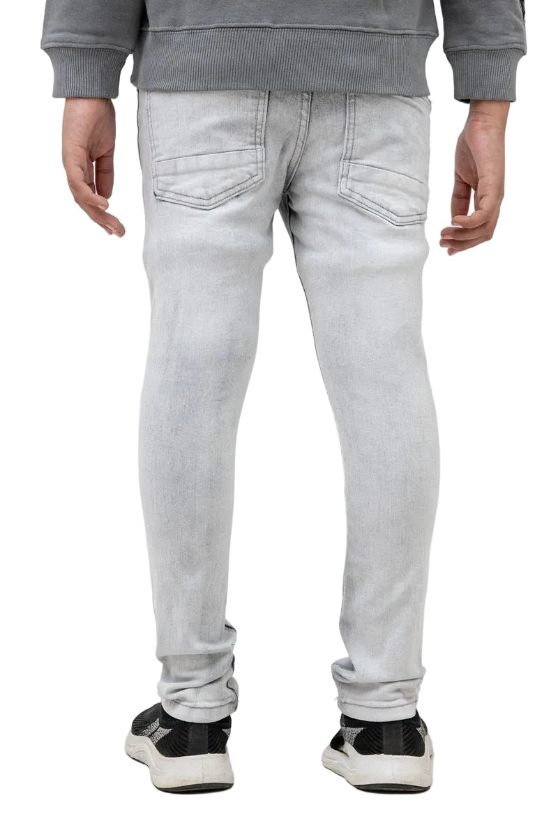 DZTR Kids Light Grey Skinny Jeans made from ultra-stretch denim with a slim fit silhouette