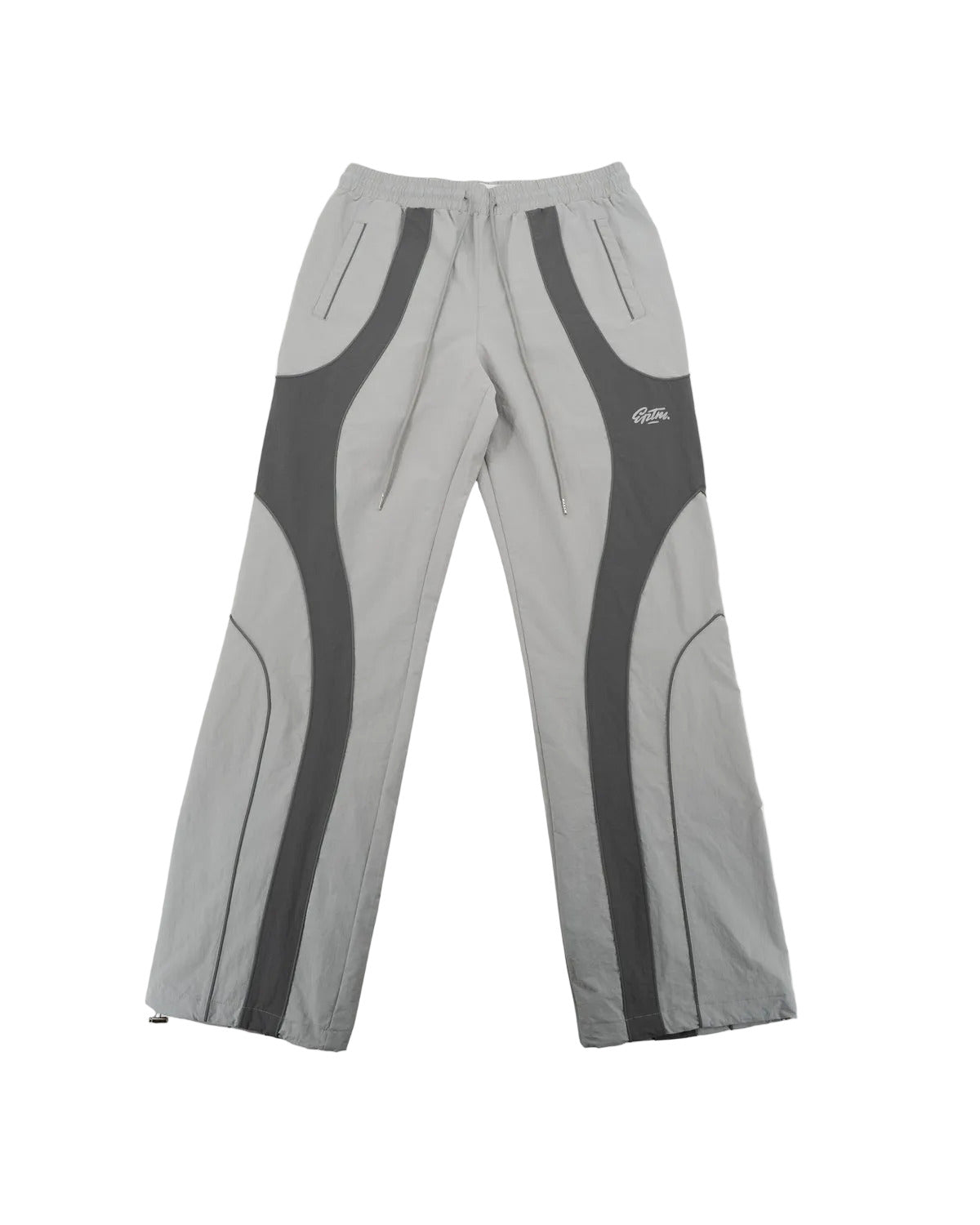 EPTM Era Pants in grey made from nylon ripstop with 3M reflective piping, elastic waistband, and relaxed fit
