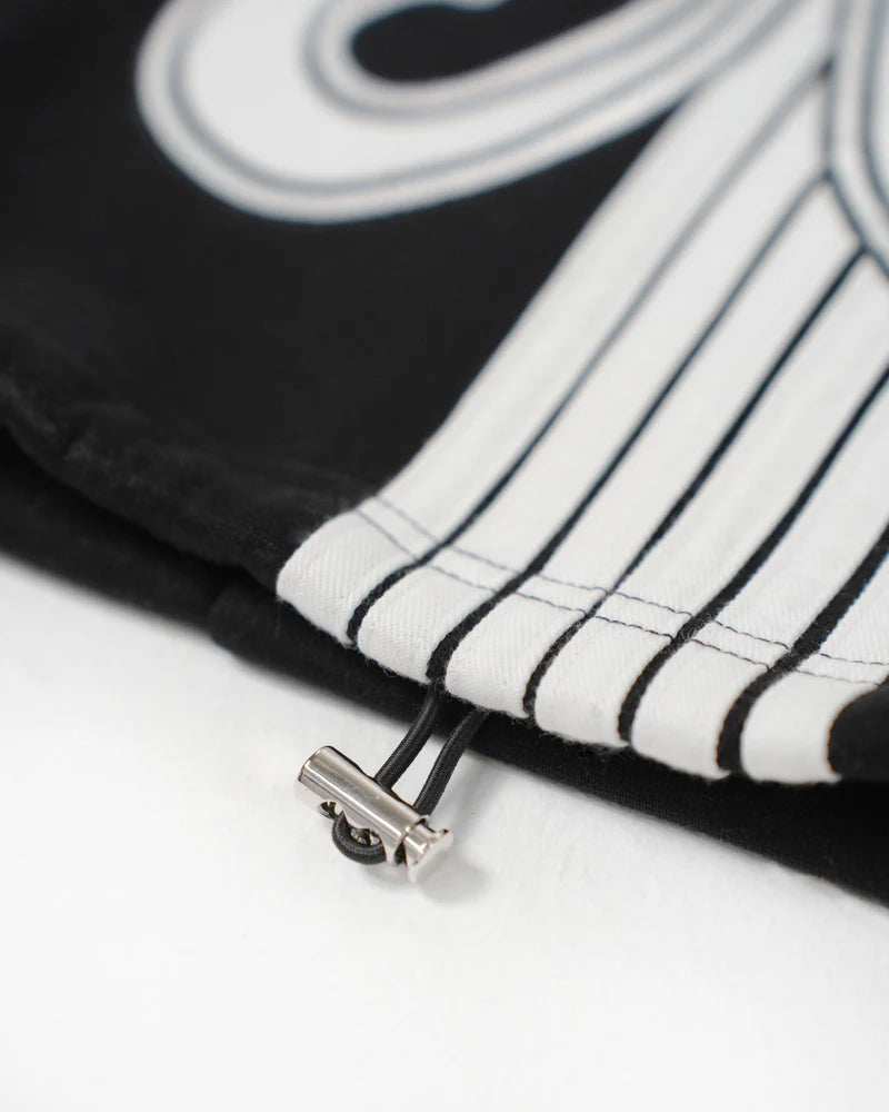 EPTM Epitome black sweatpants made from bonded fleece with signature tapes, elastic waistband, and adjustable bottom toggles