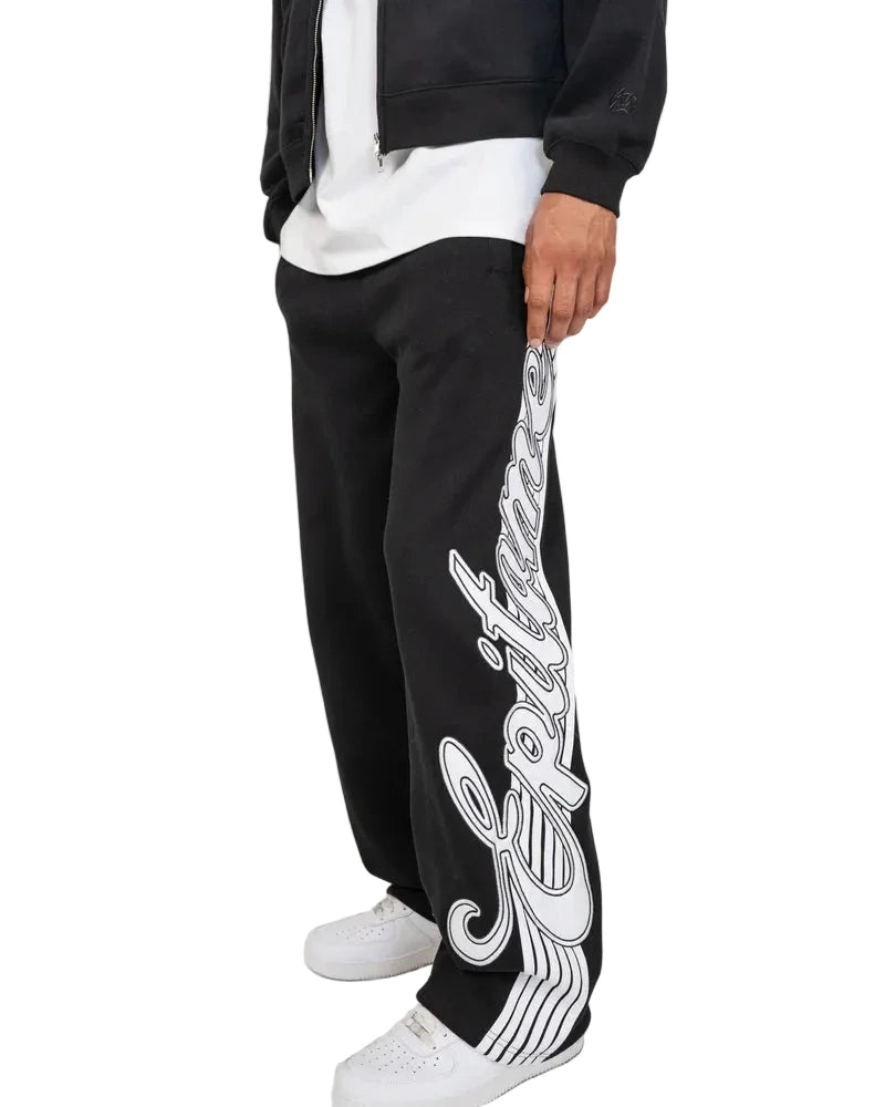 EPTM Epitome black sweatpants made from bonded fleece with signature tapes, elastic waistband, and adjustable bottom toggles