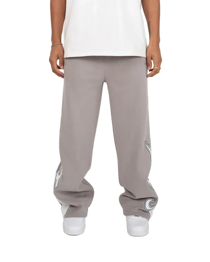 EPTM Epitome grey sweatpants made from bonded fleece with signature tapes, elastic waistband, and adjustable bottom toggles