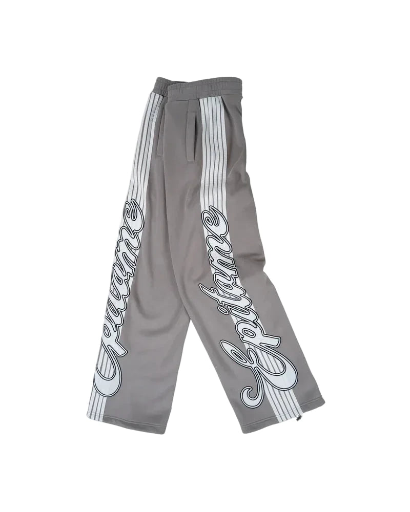 EPTM Epitome grey sweatpants made from bonded fleece with signature tapes, elastic waistband, and adjustable bottom toggles