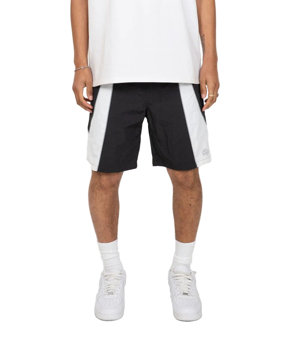 Mate shorts with reflective 3M piping, elastic waistband, and lightweight nylon streetwear design
