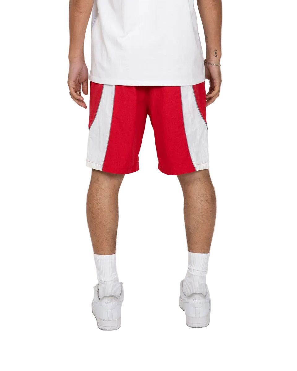 Mate shorts with reflective piping, elastic waistband, and lightweight nylon fabric in modern streetwear style