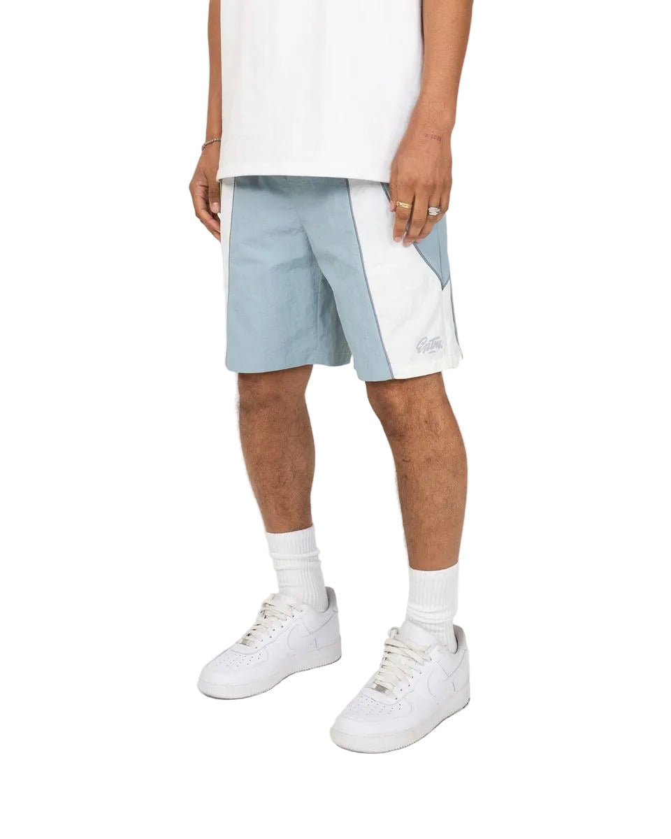 Mate shorts with sleek reflective piping, elastic waistband, and lightweight nylon construction for modern streetwear style