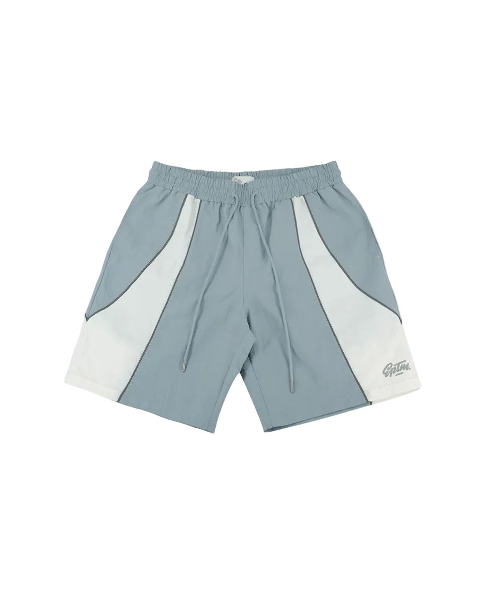 Mate shorts with sleek reflective piping, elastic waistband, and lightweight nylon construction for modern streetwear style