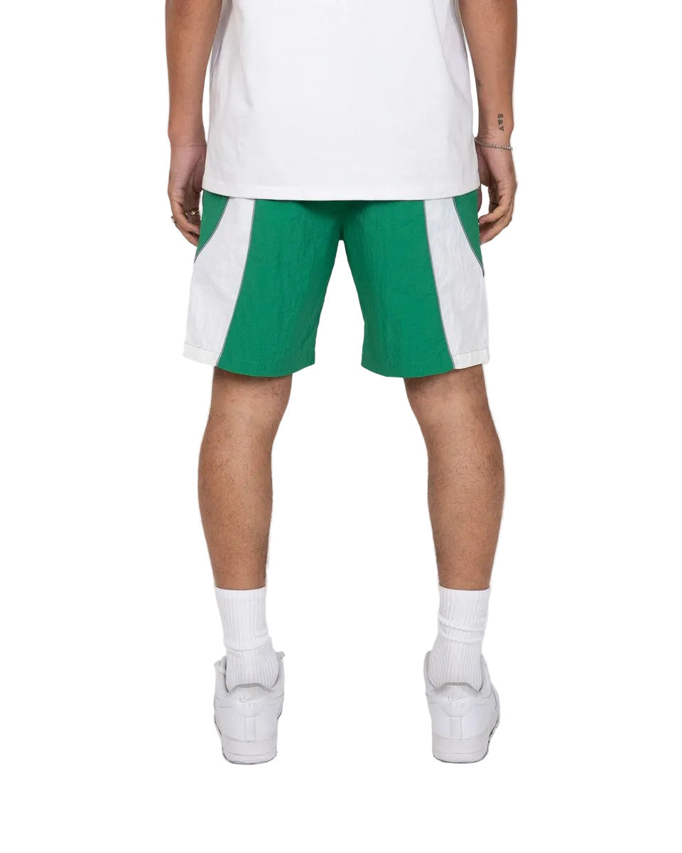 EPTM Mate shorts with reflective piping, elastic waistband, and lightweight nylon streetwear design